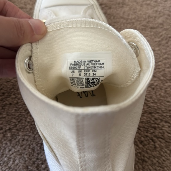 Converse Chuck Taylor All Star Off-White High Top Sneakers Size 7 - Picture 7 of 14